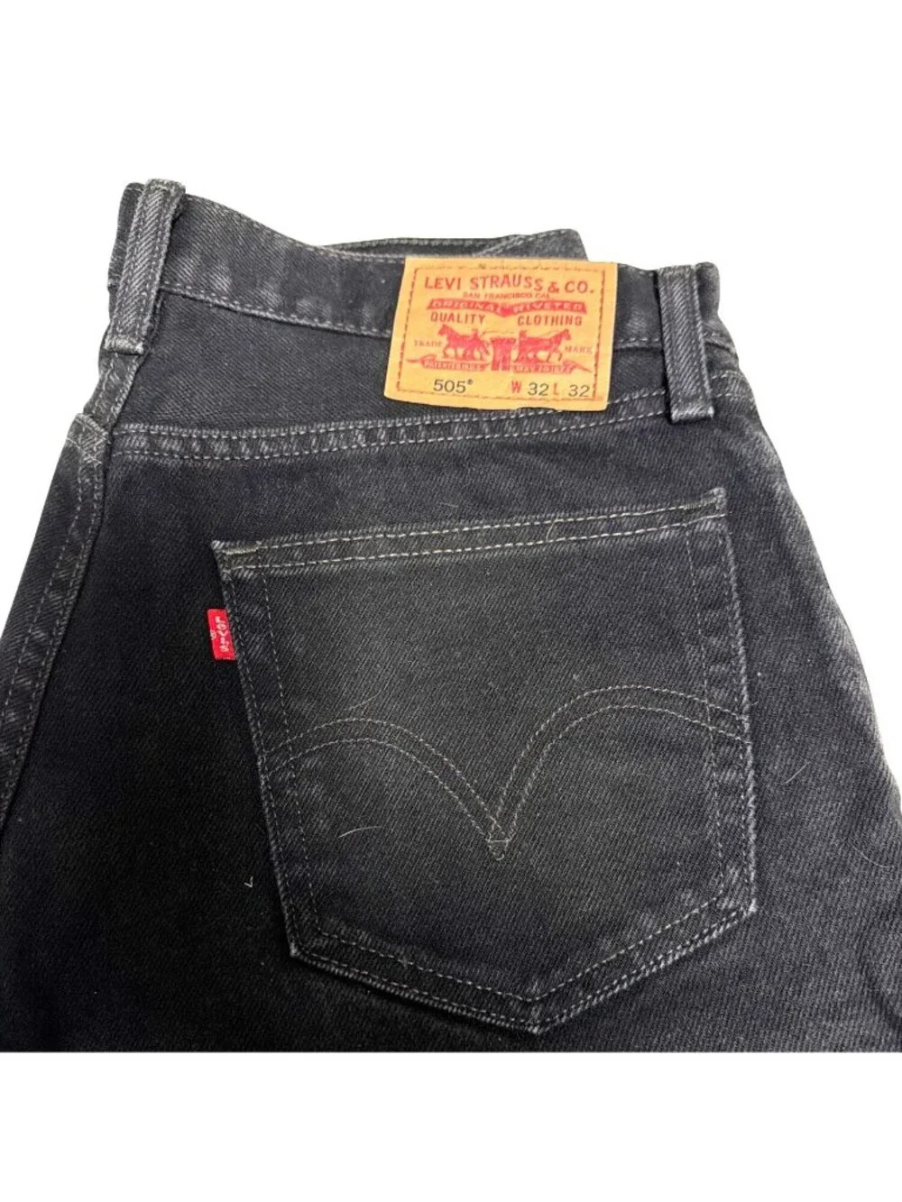 Levis 505 Mens Black Straight-Leg Jeans W32 L32‎ Classic Fit Denim Pants